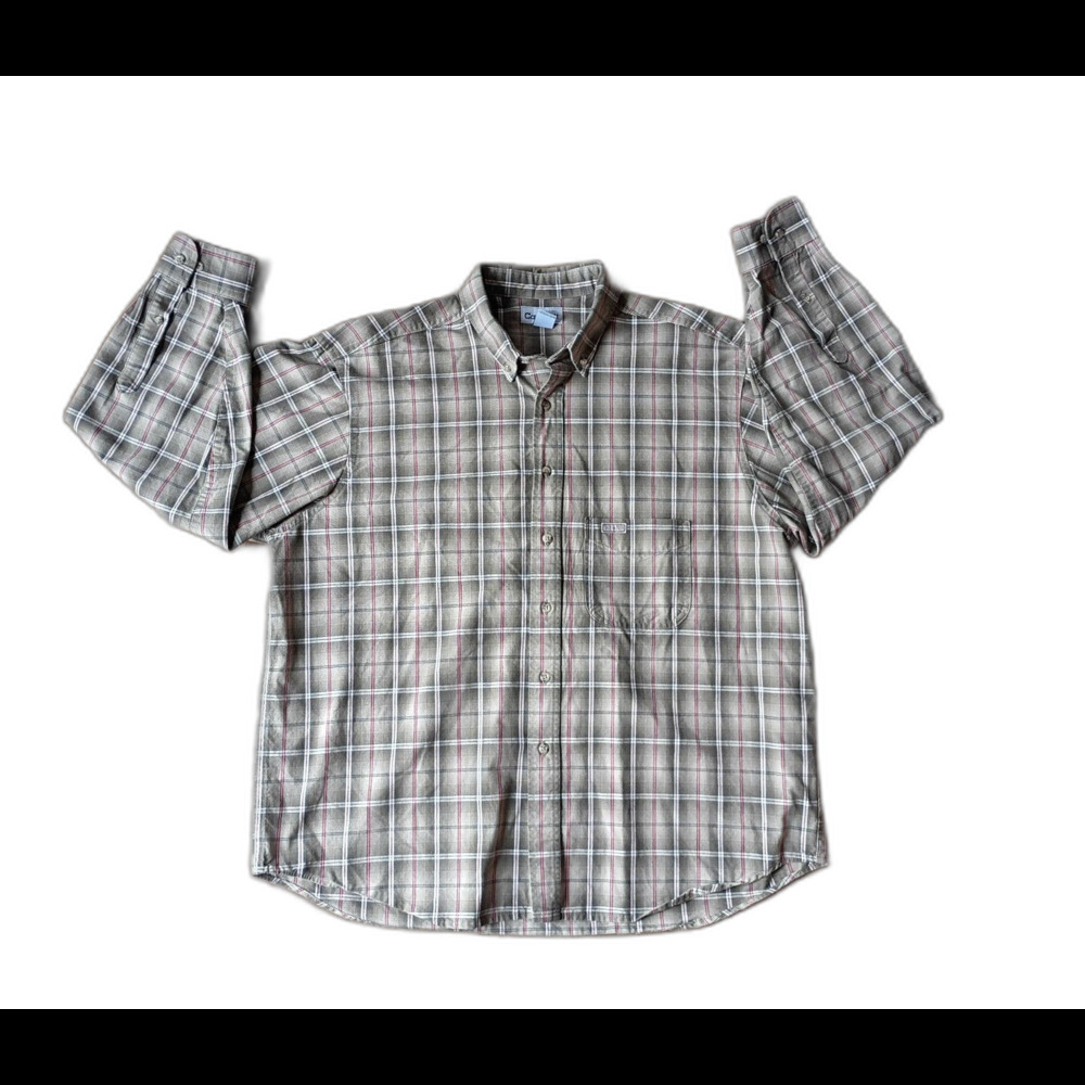 Carhartt Tan Plaid Heavy Duty Flannel Shirt Mens XL